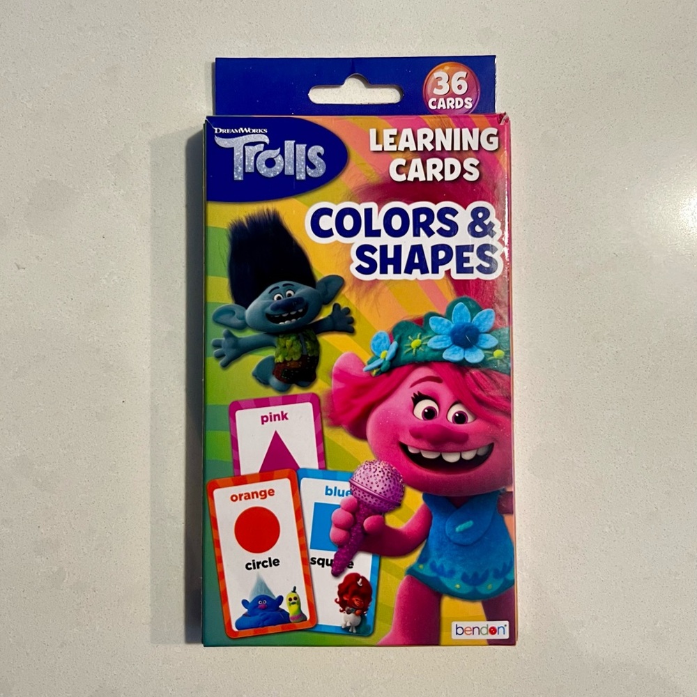 Trolls Colors & Shapes Learning Cards - Pink, Blue, Orange